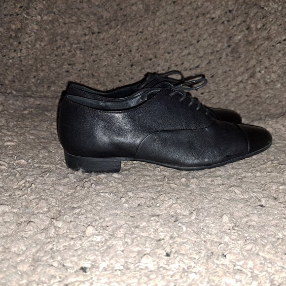 LA CANADIENNE-Black Kid Leather w/Cap Toe-Oxford-Lace Up-36.5-Excellent - Picture 5 of 8